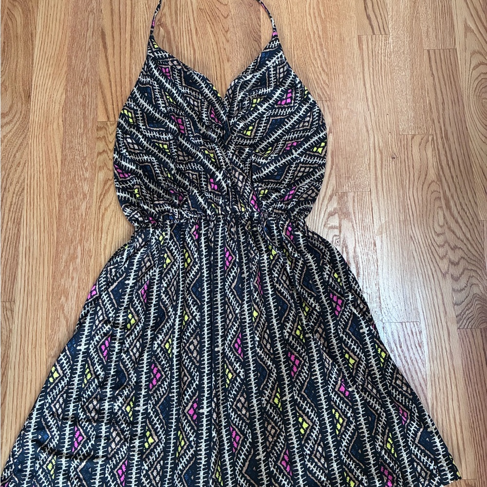 BCBGeneration Black and Pink Backless Dress